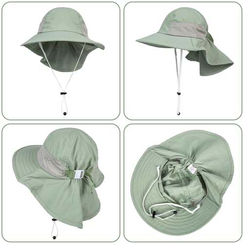 Image of Toddler Baby Sun Hat Kids Summer Beach Essentials Adjustable Beach Hats with Bucket Wide Brim for Boys Girls Age 0-14 Years