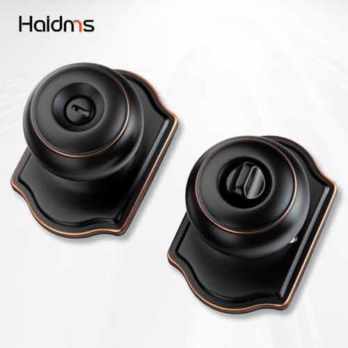 Haidms Oil Rubbed Bronze Door Knobs Interior, Privacy Interior Door knobs, Bronze Indoor Doorknobs for Bedroom or Bathroom (6 Pack) - Image 2