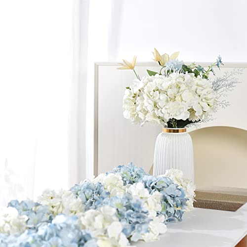 Lushidi Silk Hydrangea Heads With Stems Artificial Flowers Heads For Home Wedding Decor(Off White 20Pcs) #TOP7