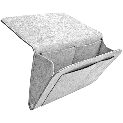 Filt sängförvaring hängande, sängficka sängförvaringsväska ljusgrå hängande organiserare med fickor för böcker och mer små saker