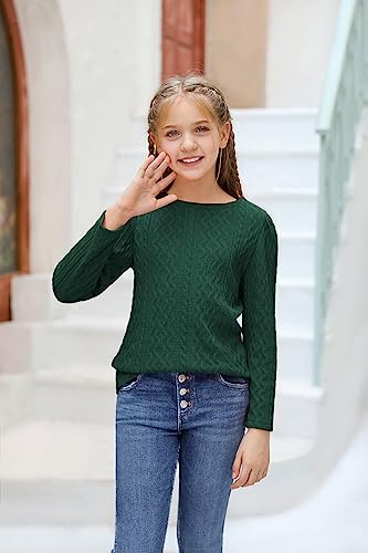 Image of Ebifin Girls Sweaters Kids Long Sleeve Crewneck Fall Knit Tops Cute Pullover Jumper Shirts 5-14 Years