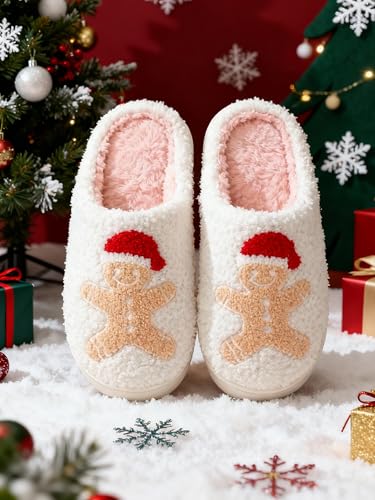 Image of Halloween Christmas Slippers Holiday Slipper House Shoes Home Slipper for Women Fuzzy Outdoor Indoor Bedroom Slippers