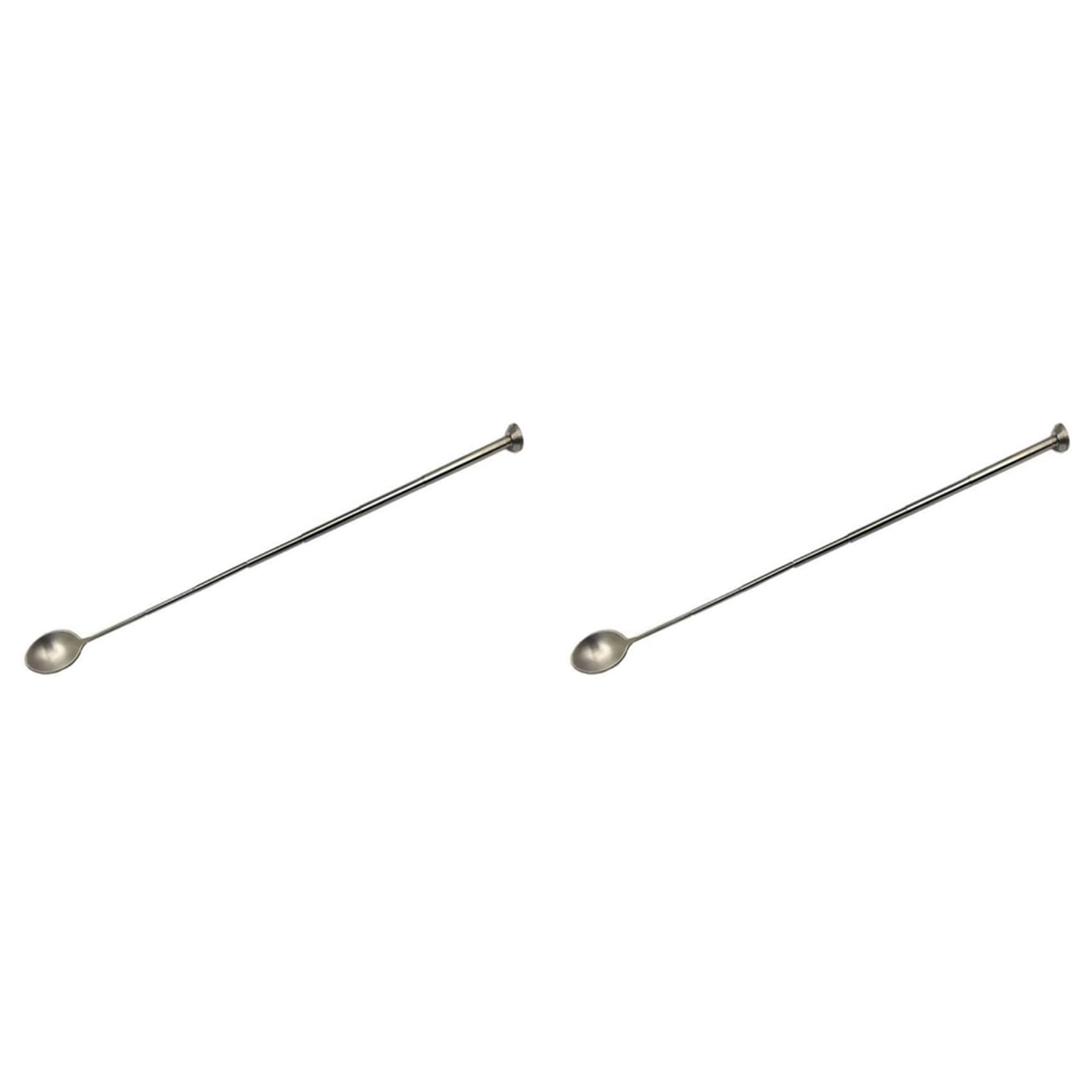 Vjsujehgy 2X Stainless Steel Retractable Bar Spoon Bar Tools Bartender Cocktail Mixing Spoon Telescopic Extendable Long Spoon