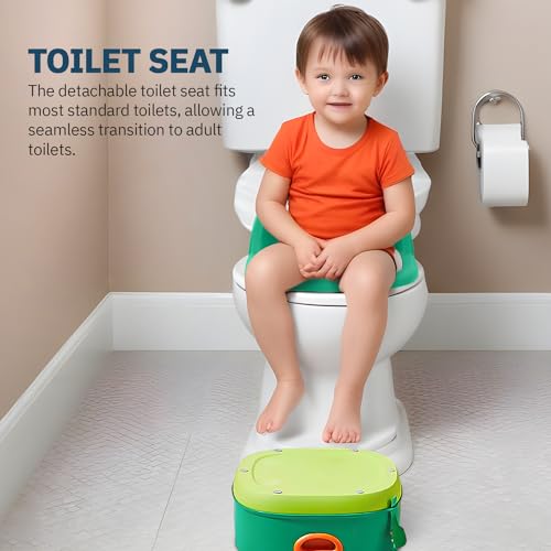 Image of Baybee 3-in-1 Baby Potty Training Seat | Comfortable & Safe Kids Potty Chair with Anti-Slip Toilet Seat, Removable Pot, Handles & Splash Guard | Potty Seat for Boys & Girls (Melon Green)