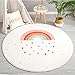 SXFYWYM Morbido Tappeto Rotondo a Pelo Lungo Arcobaleno Tappeto Soffice a Cerchio Tappeto Carino Pastello Colorato Piccoli Tappeti di Peluche per Bambini Camere da Letto per Bambini Decorazioni