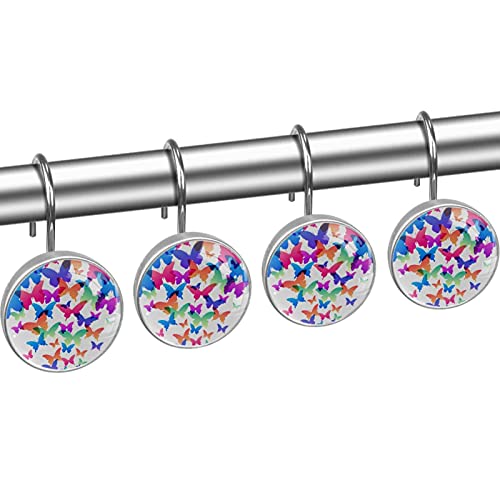 Crochets de rideau de douche papillon en acier inoxydable x12