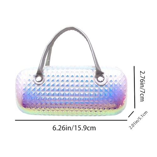 Image of Cute Cartoon Glasses Case for Girls Kids Waterproof, with Handle, Fancy Diamond Pattern Design, Eyewear Storage for Sunglasses & Eyeglasses, Makeup & School Supplies