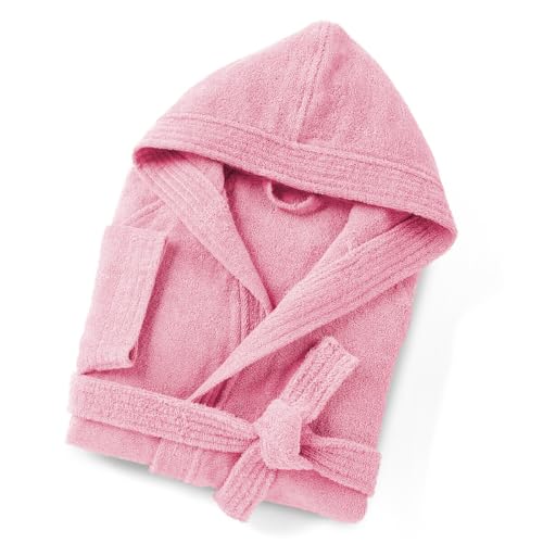 HOME ZEN HOUSEHOLD LINEN Robe Unisexe ARTICOLO Sophie en Éponge de Coton, 400g/m², avec Capuche et Poches, Tailles S-3XL, 8 Couleurs, rose, L