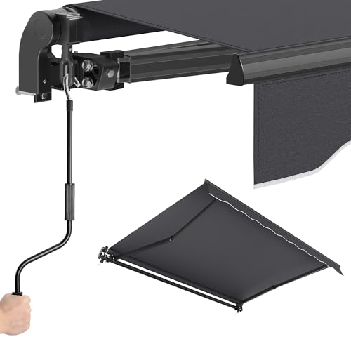 SONGMICS Gelenkarmmarkise, Markise mit Handkurbel, Balkon Sonnenschutz, UPF 50+, Aluminiumlegierung, verstellbar, 250 x 200 cm, grau GSA256GZ01