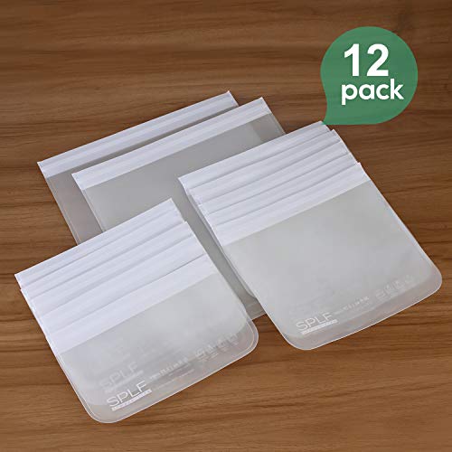 Splf 12 Pack Dishwasher Safe Reusable Storage Bags (5 Sandwich Bags, 5 Snack Bags, 2 Gallon Bags), Bpa Free Freezer Safe Leakproof Silicone And Plastic Free Lunch Bags Food Storage #TOP7