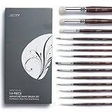 Artify Miniature Paint Brushes 14Pcs, Mini Paint Brushes with Goat Hair Drybrushes, Bionic Hair Fine Detail Paint Brushes - High Retention for Miniature Acrylic Paints, Paint by Numbers Brush Set