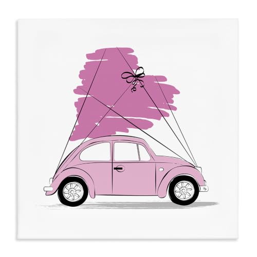 Stupell Industries Trendy Pink Buggy Car Chic, 24 x 24 Inch Canvas Wall Art