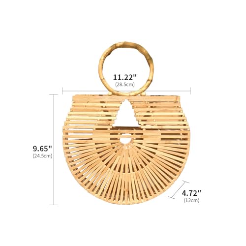 Bolso grande de bambú para mujer estilo cesta miniatura 3
