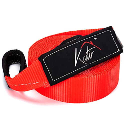 Kutir Recovery Tow Strap Kit 3" X 30' - 35,000 Lbs Capacity Break Strength Vehicle Towing Rope, 3/4 D Ring Shackles (2Pcs) Storage Bag With Work Gloves - Truck, Car, Atv Snatch #TOP7