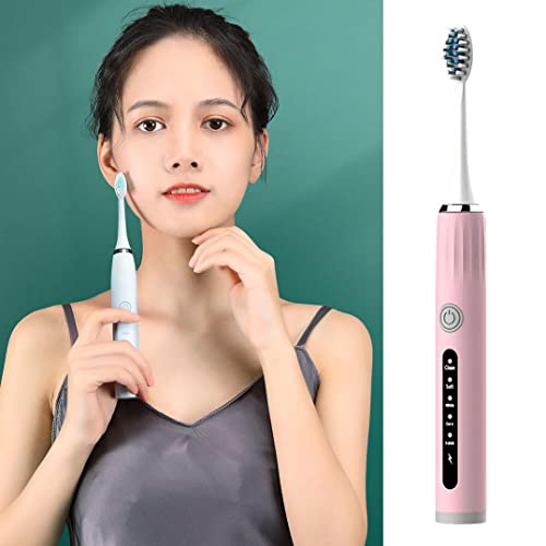 Mllkcao Eletric Toothbrush USB Charging 5 Modes with 4 Heads Household Super Clean Smart Home Accessories, Pink - Image 3