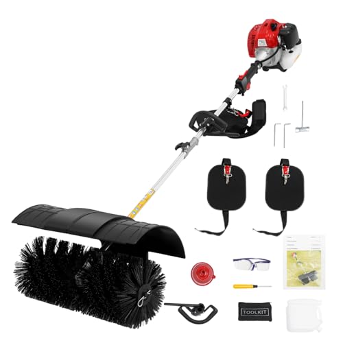 Image of Petrol Power Broom 52cc 60cm Lawn Sweeper 2.3HP Driveway Cleaner