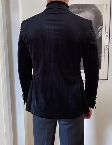 Mens Velvet Blazer Jacket Double Breasted Slim Fit Sport Coat Business Formal Wedding Casual2