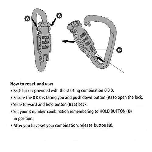 Image of Little World Motorcycle Helmet Lock & Cable, Heavy Duty Universal Combination Lock Cable Caribeaner Lock Motorcycle Security PIN Locking Chain for Bike Helmet, Jacket, Cabinets & Luggage (Pack of 2)