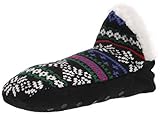 HUE womens Shearling Shue Slipper Socks, Black - Fairisle, 5 6 US