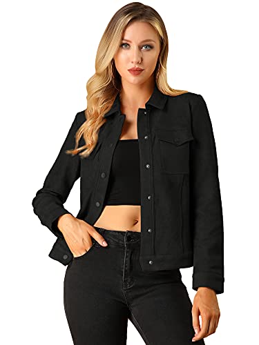 Veste western pour femme grande taille shacket daim noir veste automne boutonnée