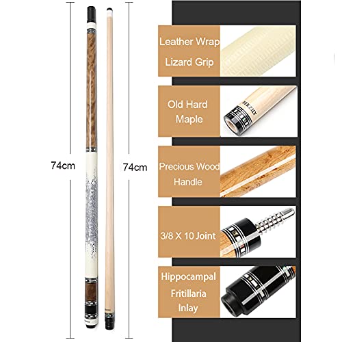 Bekzily 2-Piece Pool Cue Stick + Pool Cue Case With Carbon Extension (Brown, 12.75Mm) #TOP1