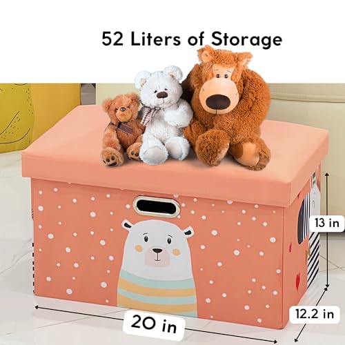 Nestica 20 Inch Foldable Storage Ottoman For Kids. Storage Bin For Toys thumb #2