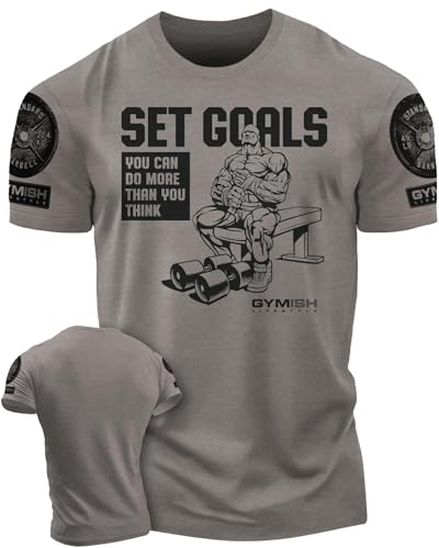 Set Goals Gym Exercise Motivational Workout Lifting T-Shirt for Men