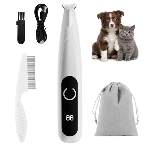 Pets&Kins Pet Paw Trimmer for Dogs & Cats, Silent with LED Light, White