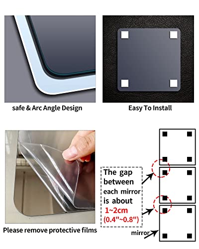 Bqris YIND Kids Safety Unbreakable Mirror,Acrylic Shatterproof Mirrors Full Length,Extra Thick1/8 12"X12"X4 Pack,Children Non Glass Stick thumb #5