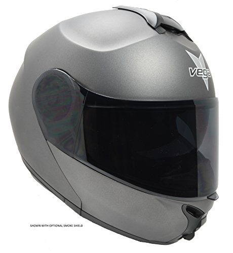 Vega Helmets Vr1 Modular Motorcycle Helmet With Sunshield - Dot Certified Half To Full Face Flip Up Motorbike Helmet For Cruisers Scooter Touring Moped, Bluetooth Compat (Matte Titanium, X-Large) #TOP1
