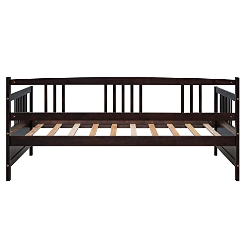 Merax Daybed Twin Bed Wooden Slats Support Modern Living Daybed With Rails, Twin Size, Dark Espresso #TOP7