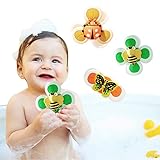 DEGIDEGI Suction Cup Spinner Toy for Baby, 3PCS Suction Spinner for Babies, Dining Chairs Travel Toys(Silicone)