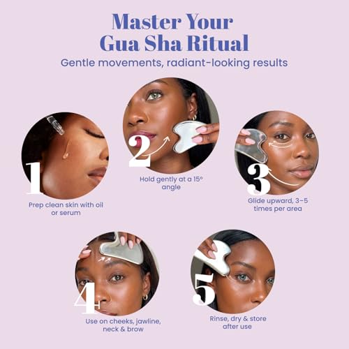 Image of ROSELYNBOUTIQUE Stainless Steel Gua Sha Facial Massager Tool - Cooling Metal Face Sculpting Tool for Daily Skincare Routine, Durable & Easy to Clean