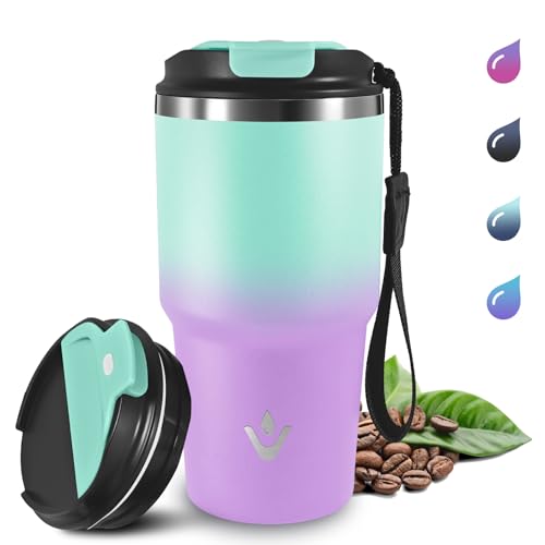 Grsta 600ml Taza Termica de Acero Inoxidable, Aislada al Vacío Vaso Termico, Mantiene el frío 8h y el calor 6h, Vaso Termo Cafe para Llevar, Antifugas Taza Termo para Frío y Caliente