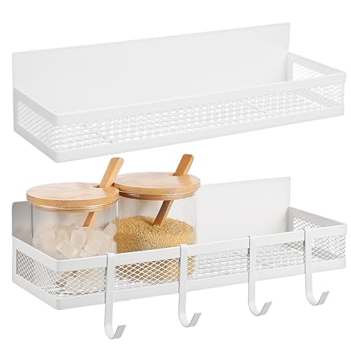 UKCOCO Étagères Magnétiques Lot de 2 en Acier Carbone Design Minimaliste Grosse Capacité avec Crochets pour Réfrigérateur et Salle de Bain Cuisine et Organisation