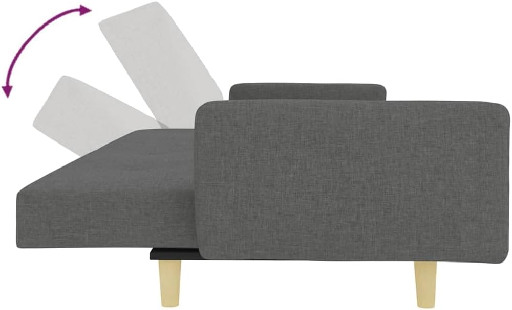 Sofa Bed Dark Grey Fabric (100% Polyester) Living Room Furniture