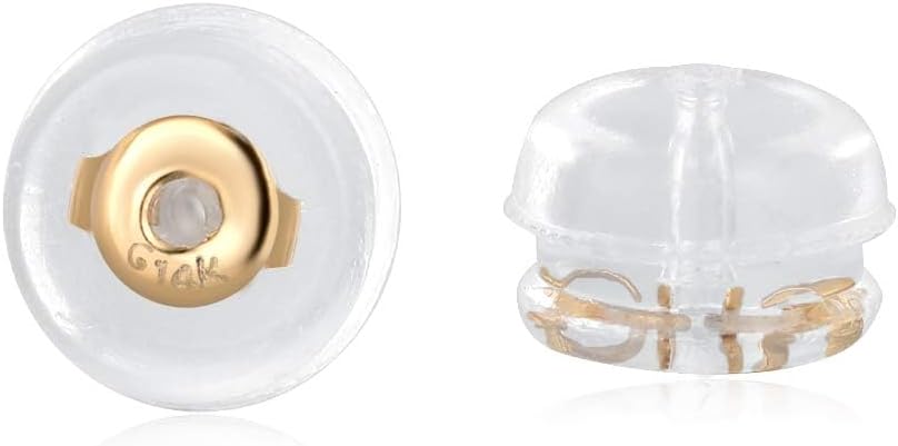 14K Gold Earring Backs,Silicone Backings Replacement (1 Pair