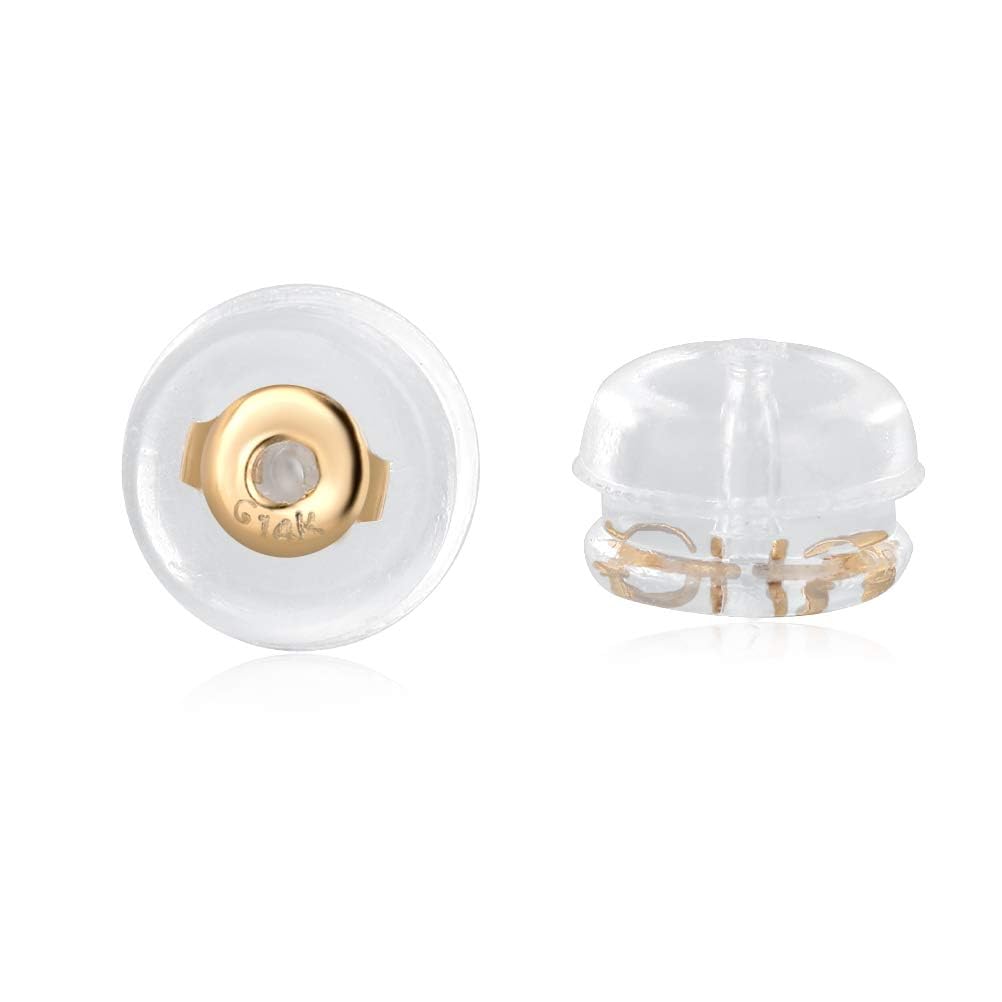 14K Gold Earring Backs,Silicone Backings Replacement (1 Pair