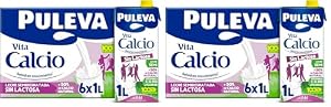 Leche Puleva Vita Calcio Semidesnatada sin Lactosa brik 1L - Caja 6 litros (Paquete de 2)