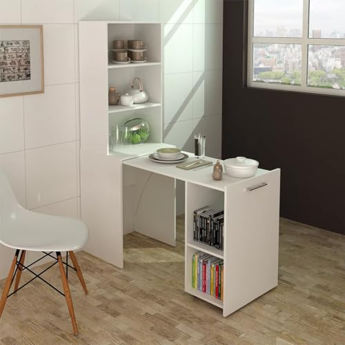 Bancada Estante Articulável Retrátil Multiuso Cozinha 54x168,5cm Branco
