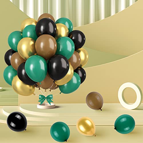 Gremag Football Balloon, 60 Pcs Latex Balloon, 12Inch Dark Green Black Khaki And Gold Balloon Kit With Ribbons, For Football Sport Theme Party Decorations, Birthday, Boys Teenager Party Supplies #TOP4