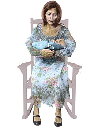 Morris Costumes Life-Size Haunted House Prop - Rocking Moldy Mommy with Creepy Zombie Baby Animated Motion Halloween Decoration Horror Floor Display Spooky Figure