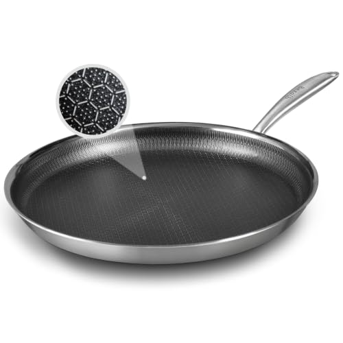 Image of Bezaib Hybrid Nonstick Frying Pan 12 Inch, 316 Stainless Steel Honeycomb