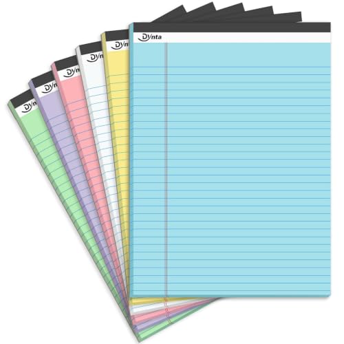 Dynta Note Pads Legal Pads 8.5 x 11 Colored Paper 6 Packs, Wide Ruled Notepad 45 Sheets/90 Pages...