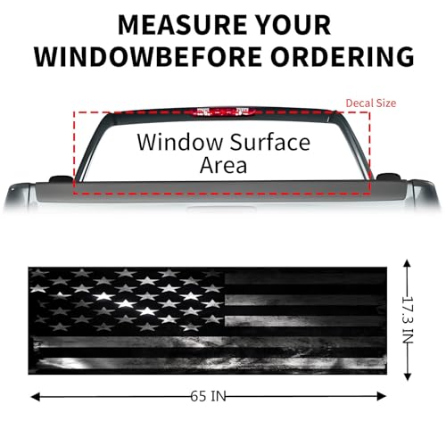 Image of Back Window Decals for Trucks - 65x17.3 in American Flag Window Decal Rear Window Decals for Truck Decor, Creative Truck Rear Window Decal for Personalized Decoration - AFD-12-S
