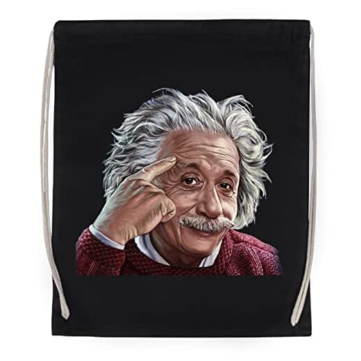 Enigmae Alberto Einstein Pensar Bolsa de Algodón Deportiva con Ccordón Para Gimnasio Sport Cotton Black Bag