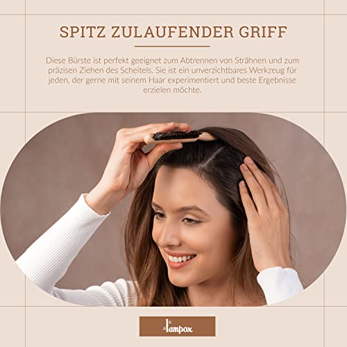 Foto von lampox Toupierbürste, wildschweinborsten, sleek bun bürste, Schmale Kammbürste, Teasing Haarbürste, haarbürste sleek look, Frisierkamm, bürste für sleek zopf (Toupierbürste)