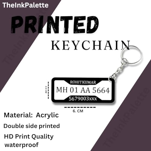 Image of Customized Number Plate Keychain for Bikes and Cars Personalized Gift Long Size printed, Acrylic (pack of 1) personalised keychain