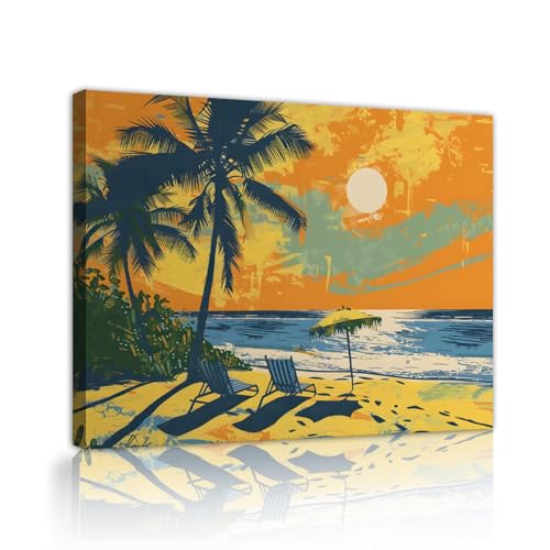 Tableau plage été pour décoration murale de bureau et grand salon moderne