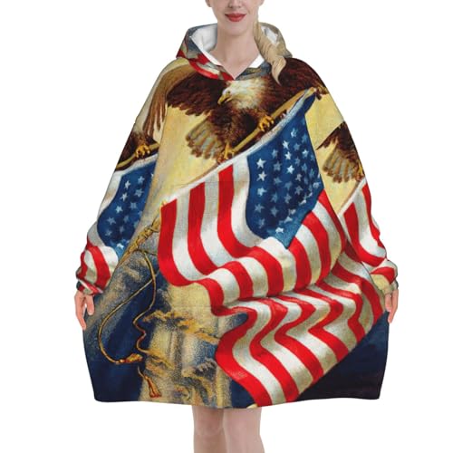 Couverture à capuche cadeau femme idéal avec motif aigle américain doux